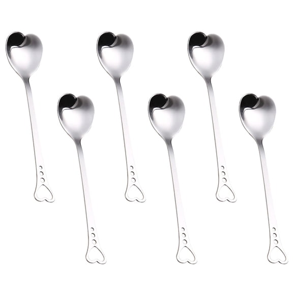 SEWCHICS 6-Piece Heart-Shaped Spoons Set, Rust-Resistant, Perfect for Coffee, Tea, Cake, and Kitchen Use