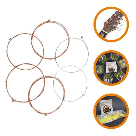 SEWCHICS Acoustic Strings Guitar Stainless Steel Guitar String Assorted Color 6Pcs 11.8x4.2x0.3In