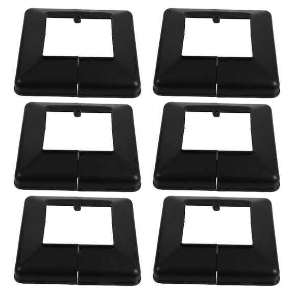 SEWCHICS 6-Pack Black Plastic Post Base Covers Split Skirts for Deck Railings Porch