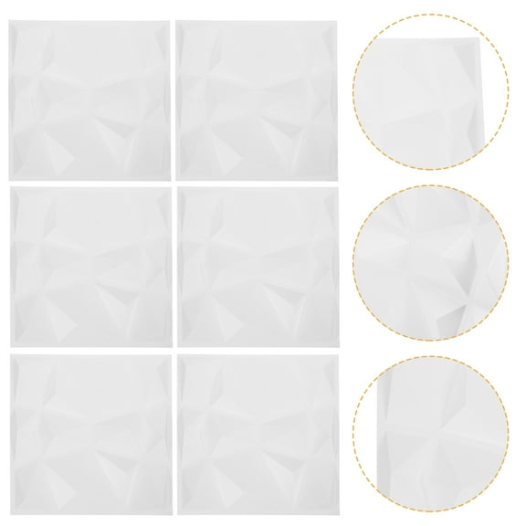 SEWCHICS 6Pcs Easy Install 3D Wall Panel PVC Light Grey for Office Interior Wall Decoration