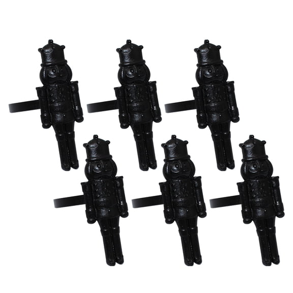 SEWCHICS Nutcracker Napkin Rings Elegant Black Alloy Christmas Table Decoration 6Pcs