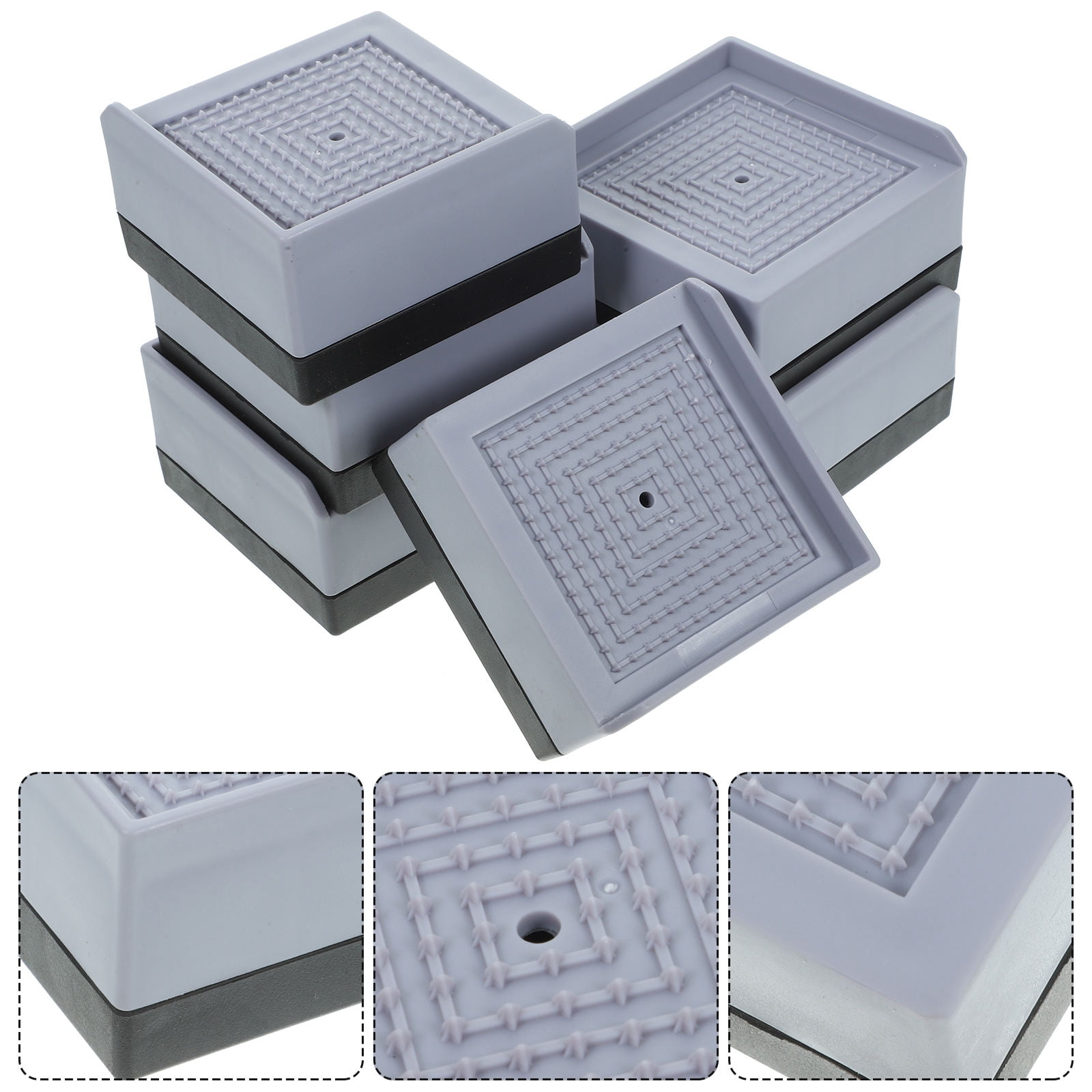 SEWCHICS Heavy Duty Furniture Risers Grey Plastic for Home Beds Sofas ...