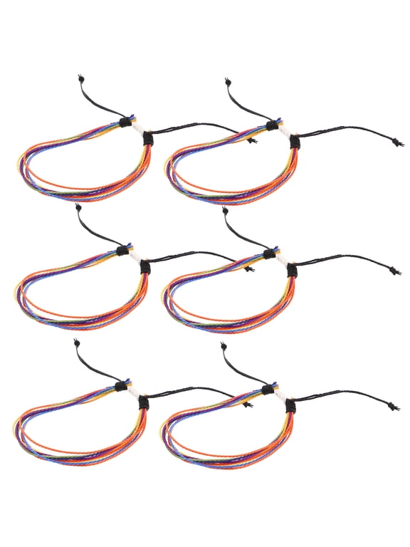 6-Pack Handmade Adjustable Waxed String Friendship Bracelets for Men and Women, Stylish Decorative Jewelry Set