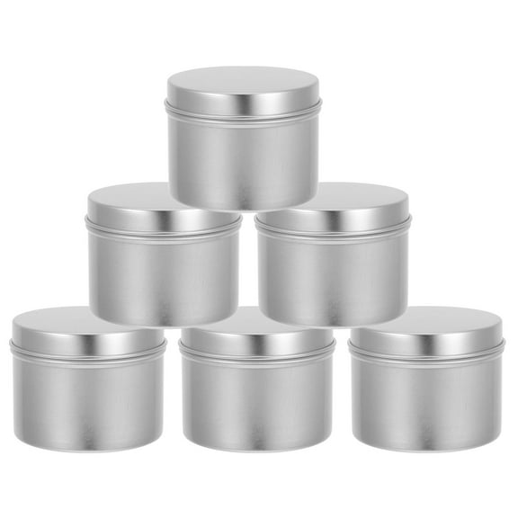 SEWCHICS 6-Pack Aluminum Round Tins Screw Lids for Handmade Candle Making, Storage Jars, and Craft Supplies