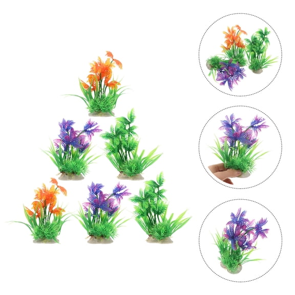 SEWCHICS 6-Pack Realistic Plastic Aquarium Plants Artificial Green Decorations for Fish Tank Underwater Landscape