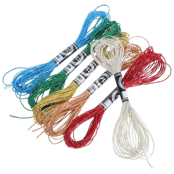 SEWCHICS 6-Pack Metallic Embroidery Floss Assorted Shiny Colors for Sewing, Craft Projects, , and Handmade Designs