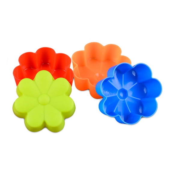 SEWCHICS Set of 6 Silicone Flower-Shaped Muffin Cups Non-Stick Reusable Baking Liners Oven and Microwave Safe