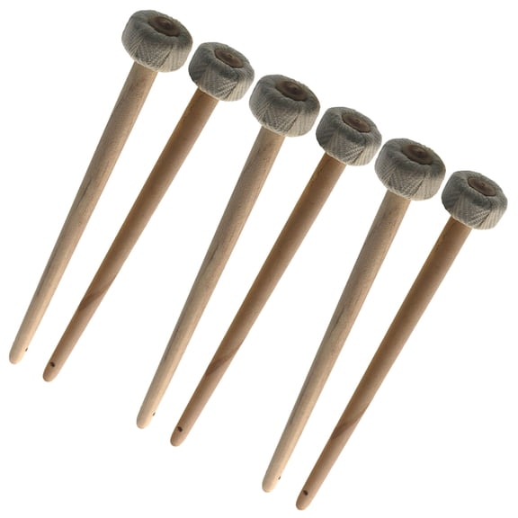 SEWCHICS 6-Piece Percussion Mallets Set with Wood Handles, Cotton Linen Beige for Drums and Various Musical Instruments