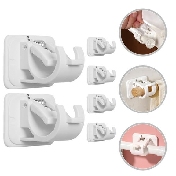 SEWCHICS White ABS Curtain Hangers No Drilling Easy Fix for Bathroom 6Pcs