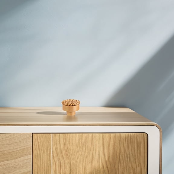 SEWCHICS 6pcs Rattan Drawer Pulls Boho Knobs for Dresser Wood Durability Home Decor