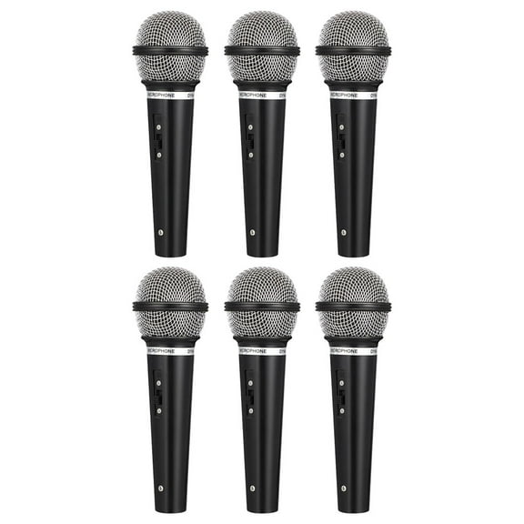 SEWCHICS Black Fake Microphone Prop Set, 6-Piece Kit for Party, Stage , Photo Booth, and Events