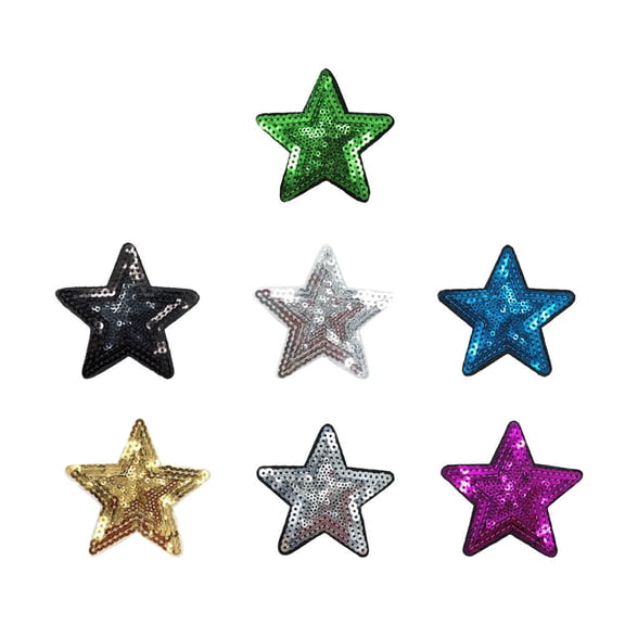 SEWCHICS 7-Piece Embroidery Star Cloth Patches for Clothes Decoration, Assorted Colors, Sewing Craft Supplies