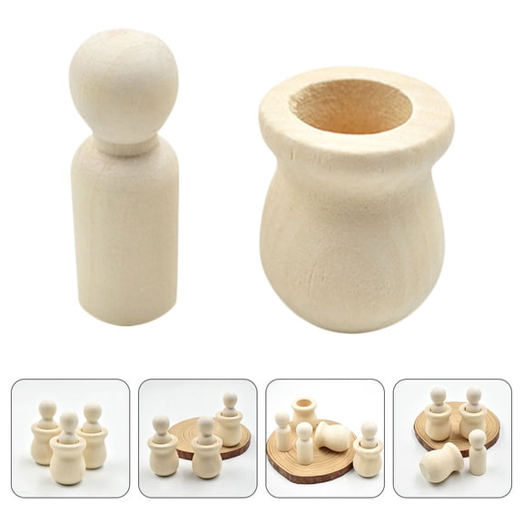 SEWCHICS 8-Piece Wooden Peg Doll Set for Painting, Crafting, and Giving