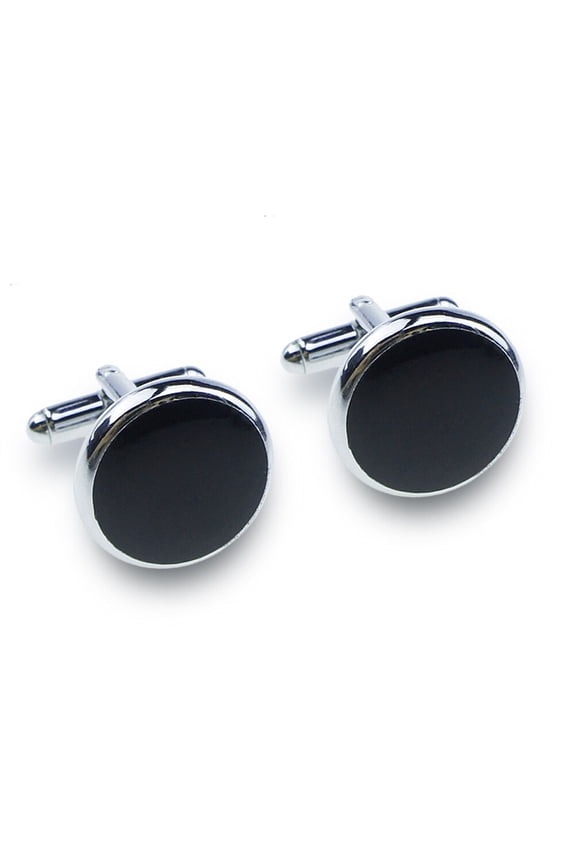 8Pcs Black Mens Cufflinks and Studs Set with Polished Finish for Elegant Suit Accessory