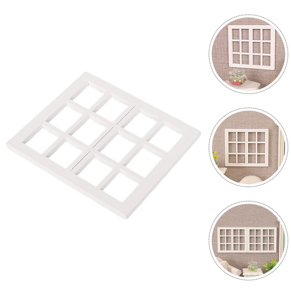 SEWCHICS 8-Piece Miniature Wooden Dollhouse Window Frames Set for Educational Fun and Indoor Decoration