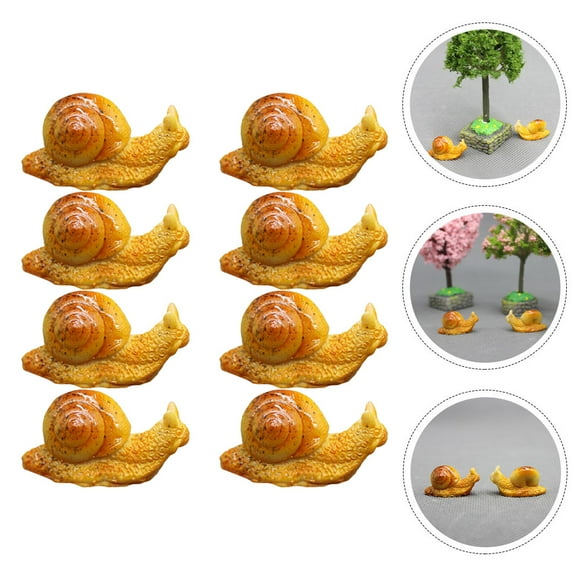 SEWCHICS Garden Snail Figurine Set, 8 Pieces Chocolate Resin Decorative Outdoor Indoor Lawn Ornaments