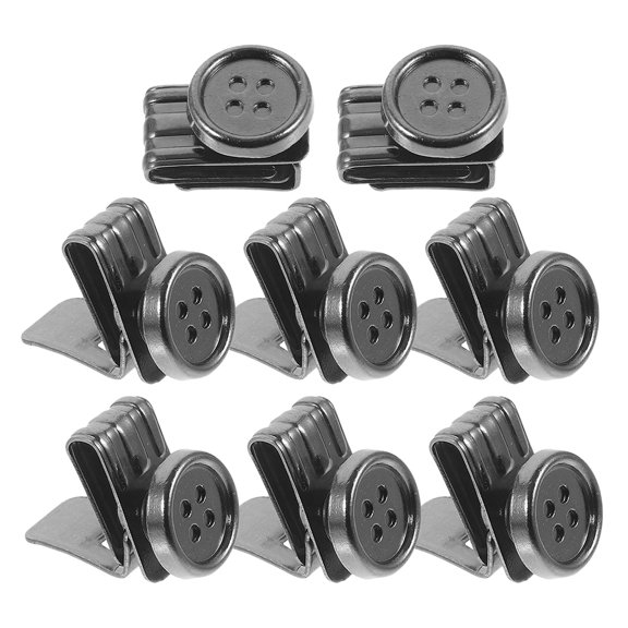 SEWCHICS 8Pcs No Sew Metal Suspender Buttons for DIY Hats Suspenders and Lanyards Durable Black