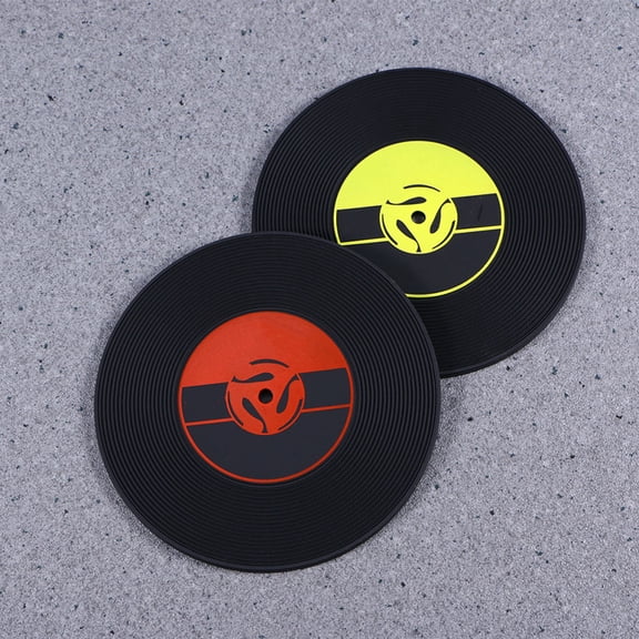 SEWCHICS 8Pcs PVC Record Cup Mats Heat Resistant Coasters with Rubber Grip for Tables