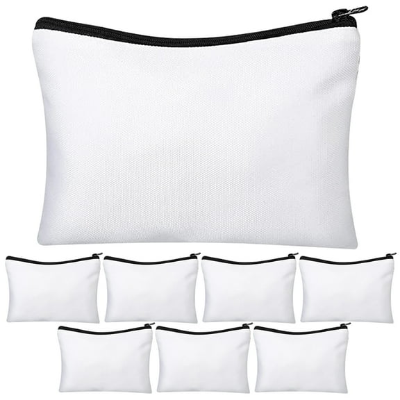 SEWCHICS Zipper Pouch Bulk Set of 8 for Heat Transfer, Makeup Organizer, Storage Bags
