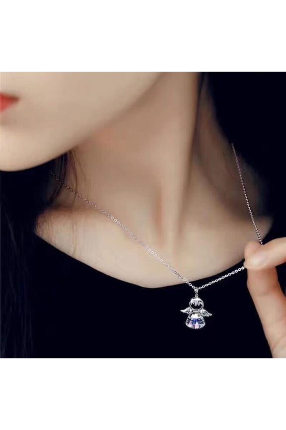 Angel Necklace Crystal Pendant Jewelry for Decor Birthday Christmas Valentine's Day Size 18 inches