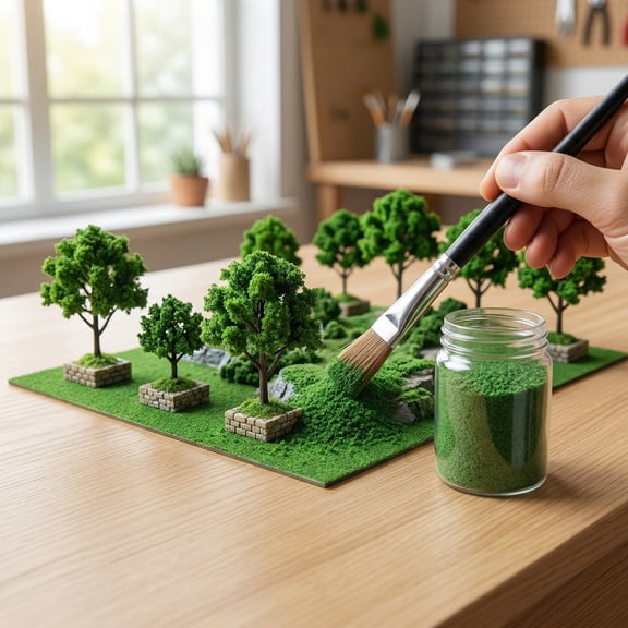 SEWCHICS Artificial Grass Craft Powder Green Sponge Porous Tree Material for Projects 4-Pack