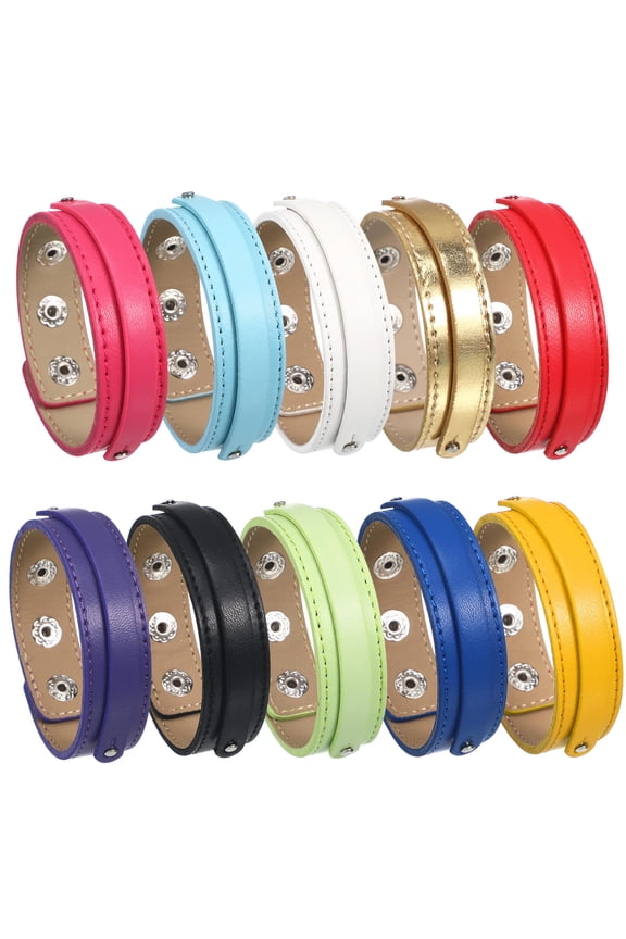 10 Pcs Adjustable Blank Snap Bracelets in Assorted Colors for Stylish Decoration and Comfortable Wear