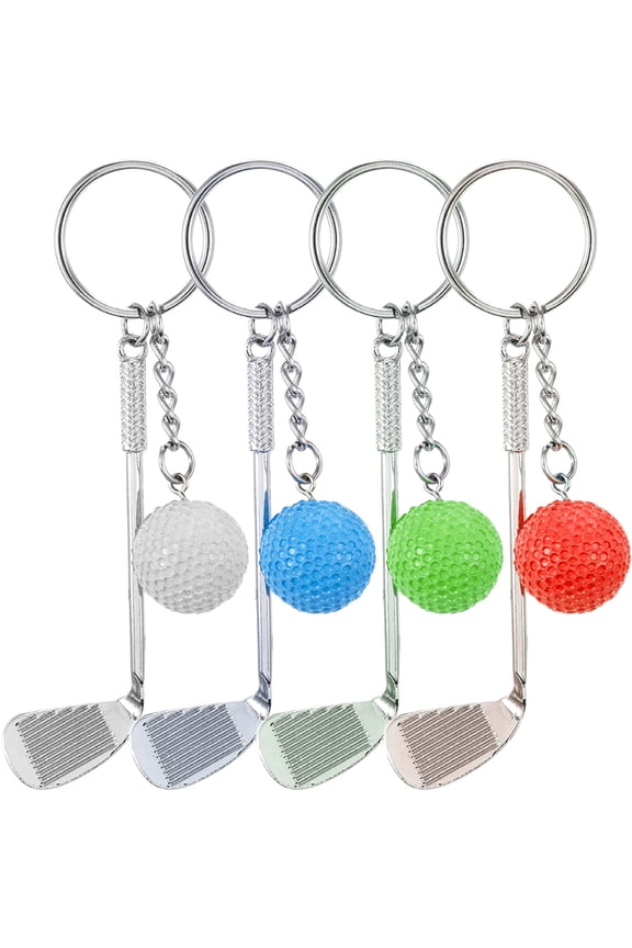 4-Piece Assorted Color Golf Keychains Stylish Key Pendant Gifts for Golf