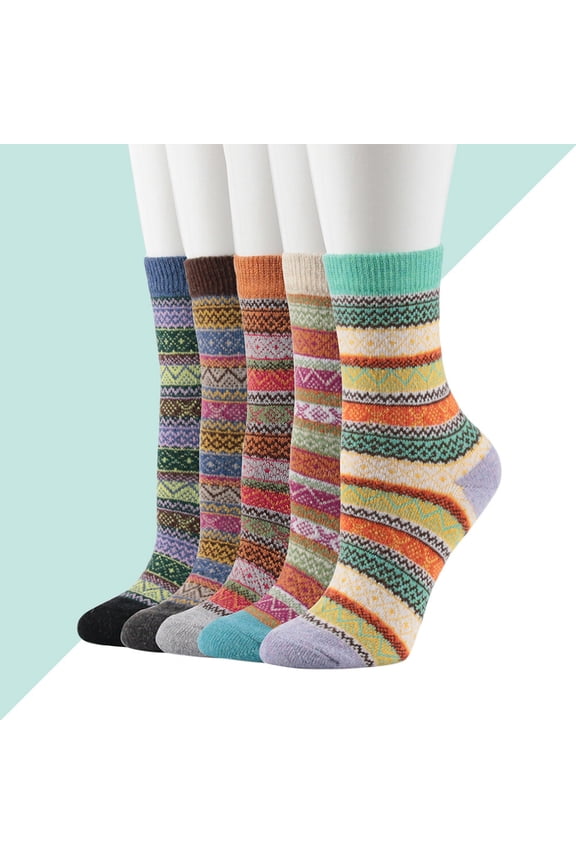 Assorted Color Rabbit Wool Winter Socks for Unisex Comfortable Wear Perfect for Christmas and Holidays 5 Pairs