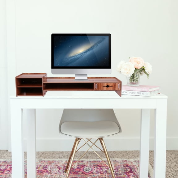 SEWCHICS Back to School Gaming Monitor Riser Monitor Riser Stand Brown Plastic Design 1Pcs