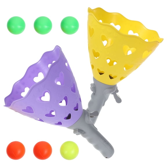 SEWCHICS Ball Catch Launcher Catch Ball Game Basket with Balls Purple 1 Set