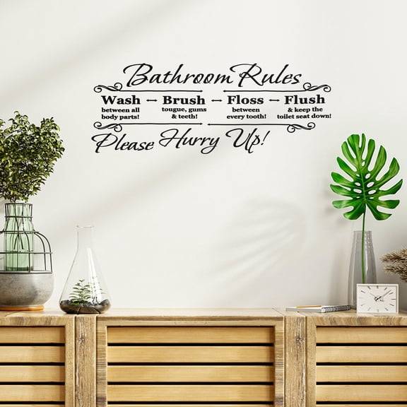 SEWCHICS Black Bathroom Wall Decals, Removable Self-Adhesive PVC Stickers for Home Decor