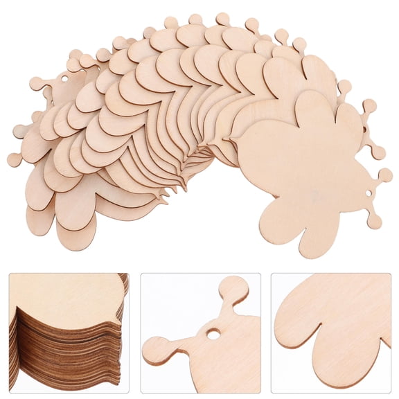 SEWCHICS Bee Shaped Wooden Cutouts for DIY Crafts Durable Natural Wood for Decoration Khaki 20 Pieces