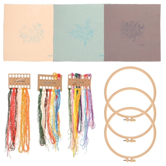 SEWCHICS Beginner Embroidery Kit with Assorted Color Threads, Needles, Hoops and Tools for Craft Decoration