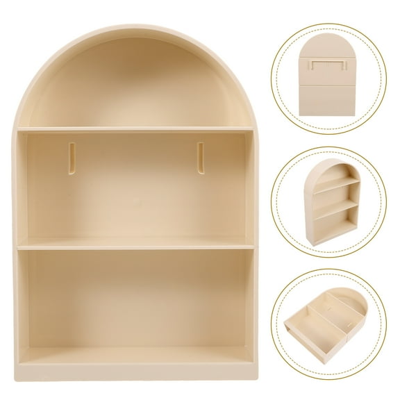 SEWCHICS Beige Wall-Mounted Figurine Display Rack for Collectibles, Plastic Material, Perfect for Action Figures