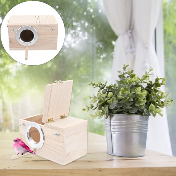 SEWCHICS Solid Wood Bird Nest Box for Small Parakeets and Birds, Birdhouse Breeding Home, 1 Piece