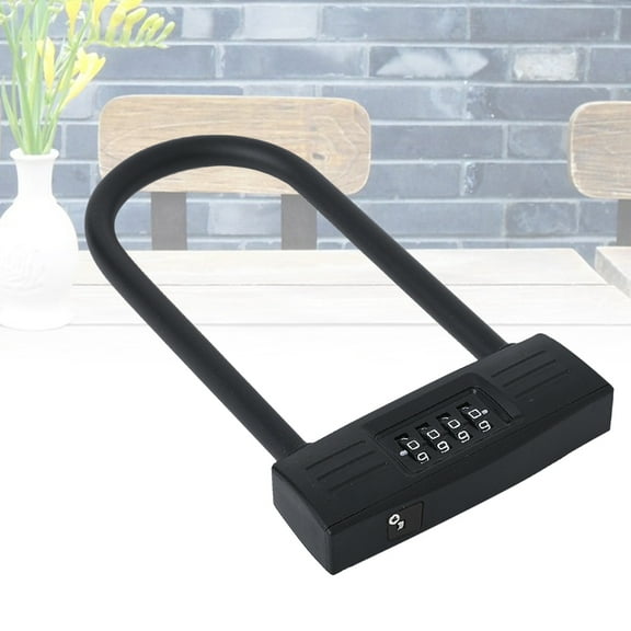 SEWCHICS Black U-Shaped Bike Lock Keyless Combination Password Padlock for Security and Gate