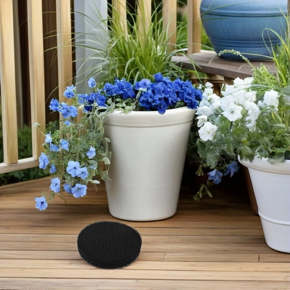 SEWCHICS Black Plastic Flower Pot Drainage Pads for Garden Plants, 2.95 Inch Round, 100pcs, Improve Air Circulation & Easy to Maintain