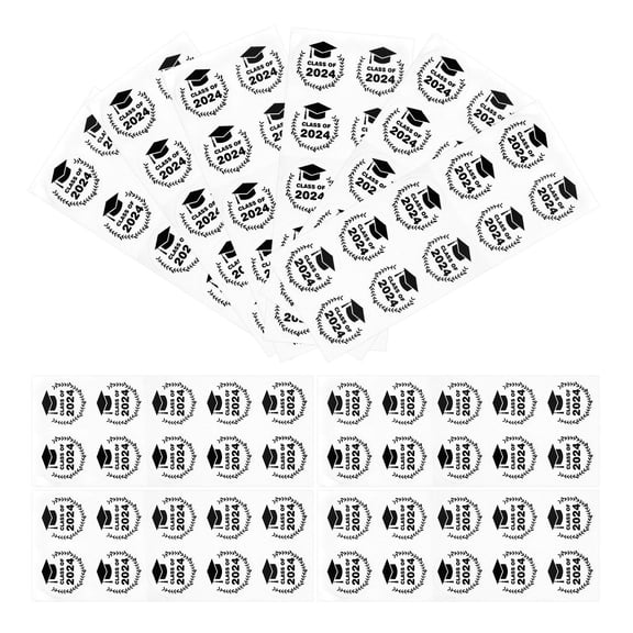 SEWCHICS Black Graduation Cap Sticker Craft 10 Sheets Round for Students Teachers Parents 4In