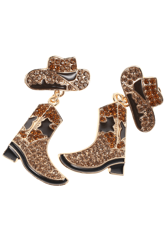 Brown Western Boot Earrings for Women, Lightweight Fashion Jewelry, Trendy Style, 1 Pair