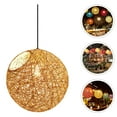 thumbnail image 1 of SEWCHICS Brown Rattan Ceiling Lamp Rustic Hanging Light Fixture for Home, Coffee Shop, Bedroom, Living Room Decor, 1 of 8