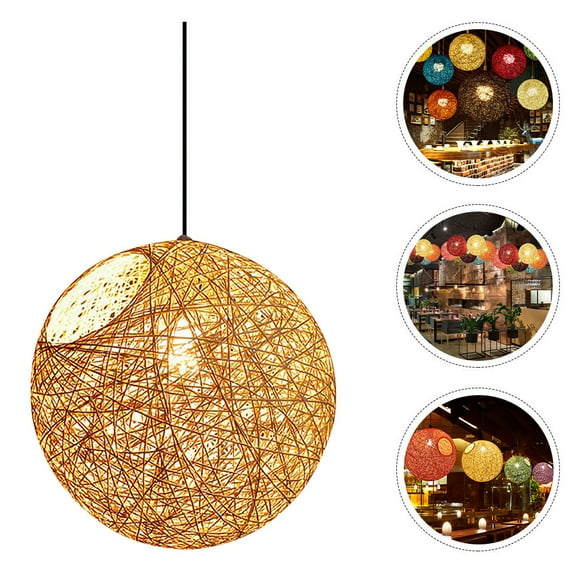 SEWCHICS Brown Rattan Ceiling Lamp Rustic Hanging Light Fixture for Home, Coffee Shop, Bedroom, Living Room Decor