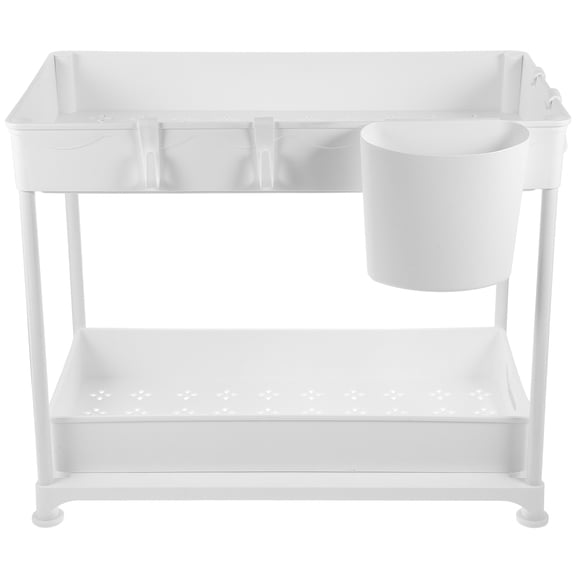 SEWCHICS Pull Out Under Sink Organizers Cabinet Pull Out Under Counter Organizer White ABS 1Pcs