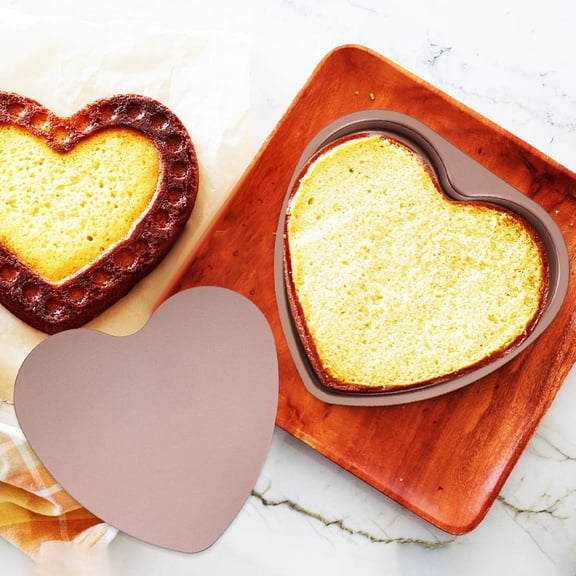 SEWCHICS Heart Cake Pan Rose Gold Aluminum Alloy Easy Demould Baking Tin