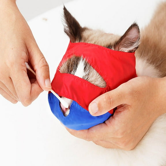 SEWCHICS Nylon Cat Muzzle Red Anti Bite Pet Retain for Grooming Bathing and Daily Cleaning