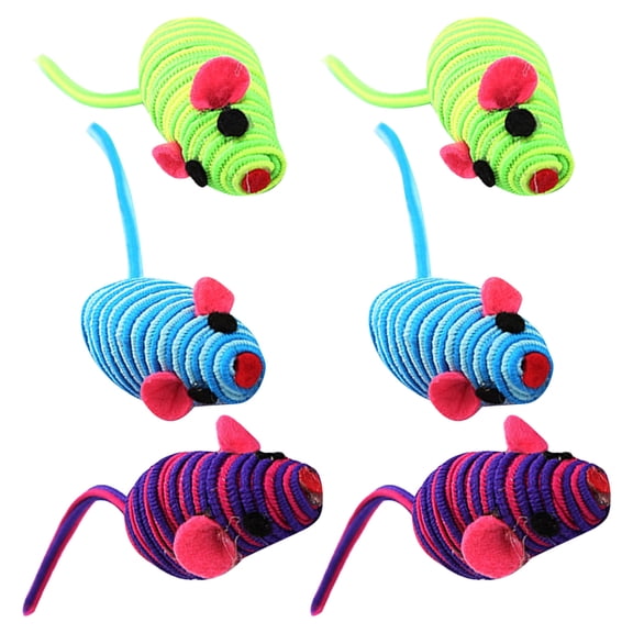 SEWCHICS Cat Mouse Toys 6pcs Set with Catnip, Elastic Rope Teaser Stick, Sunflower Party Favors, Kitten Accessories for Play