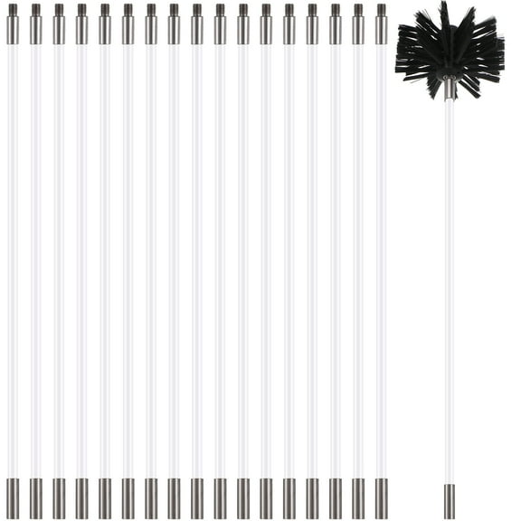 SEWCHICS 18-Piece White Adjustable Chimney Sweep Rods for Chimney and Pipe Cleaning Maintenance Kit