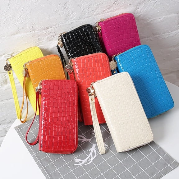 SEWCHICS Clutch Wallet Black for Women Zippered Wallets Large Quantity Storage 1Pack