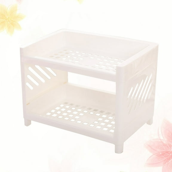 SEWCHICS White Plastic Kitchen Cabinet Shelf Organizer for Countertop Storage and Space Saving