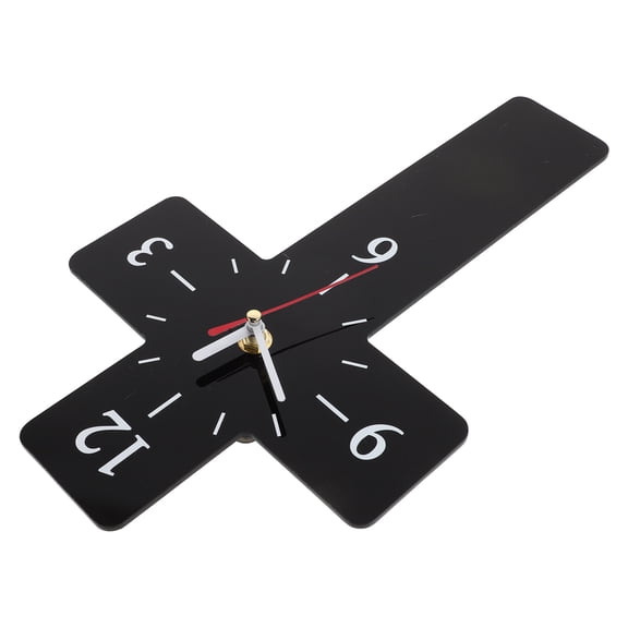 SEWCHICS Cross Shaped Wall Clock Black Acrylic Silent Decorative Timepiece
