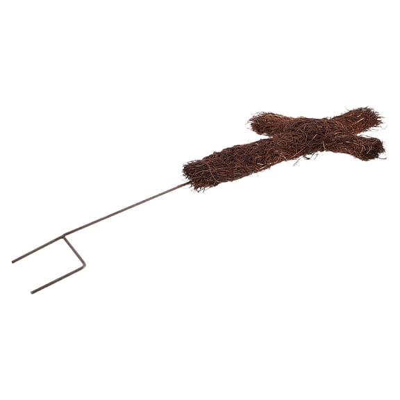 SEWCHICS Dark Brown Rattan Cross Stake Wreath for Outdoor Garden and Holiday Yard Decor